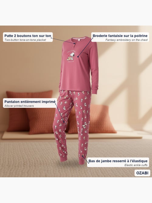 Pijama mujer ozabi ligero bordado estampado - Kiabi Pijama mujer ozabi ligero bordado estampado - Kiabi