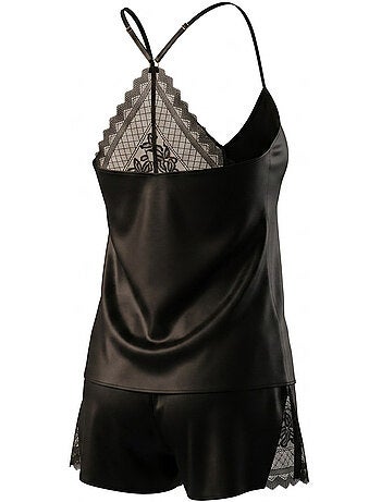 Pijama Mujer Satinado Tirantes Encaje Cuello de Pico Tacto Seda OZABI