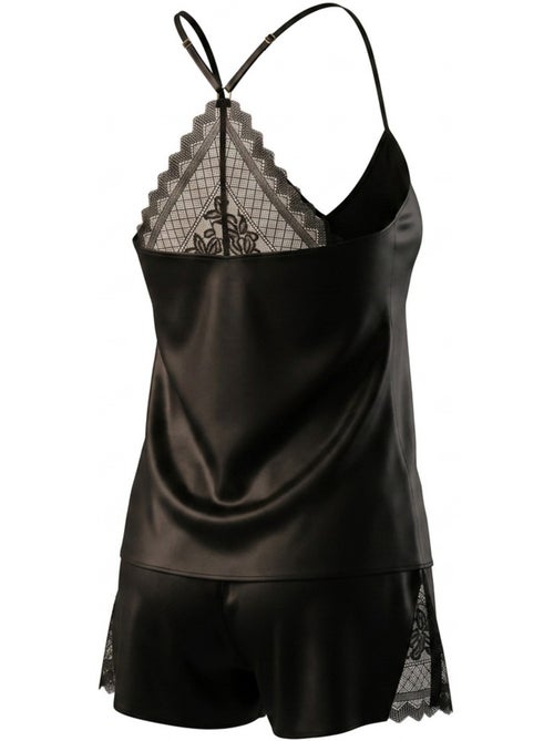 Pijama Mujer Satinado Tirantes Encaje Cuello de Pico Tacto Seda OZABI - Kiabi
