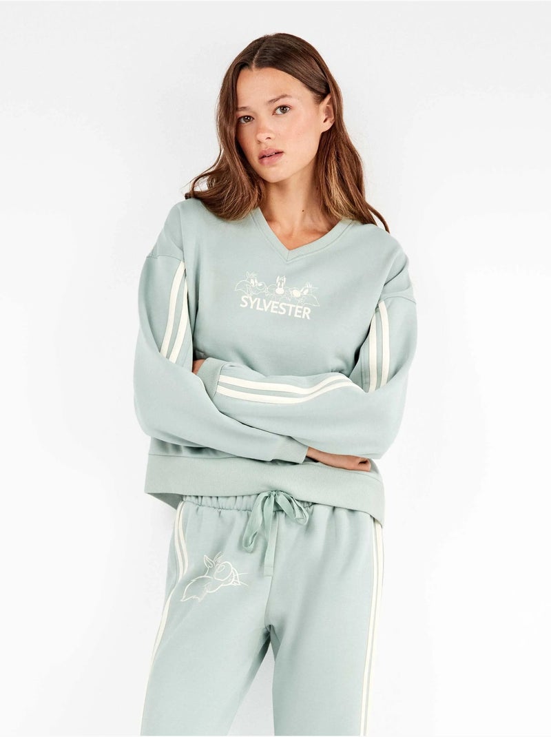 Pijama mujer sylvester en tejido felpa con tacto suave interior Azul agua - Kiabi