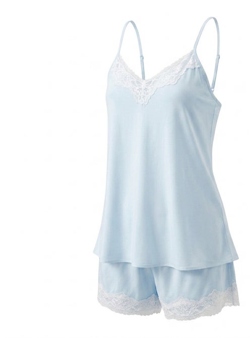 Pijama mujer viscosa tirantes cuello de pico encaje tacto suave - Kiabi Pijama mujer viscosa tirantes cuello de pico encaje tacto suave - Kiabi