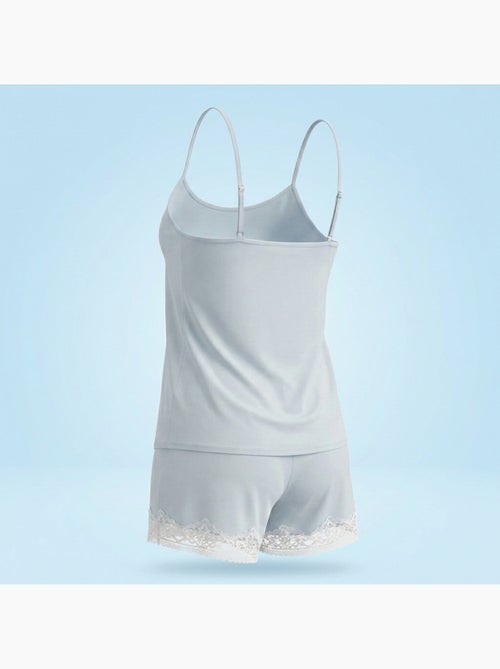 Pijama mujer viscosa tirantes cuello de pico encaje tacto suave - Kiabi Pijama mujer viscosa tirantes cuello de pico encaje tacto suave - Kiabi