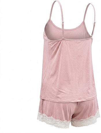 Pijama mujer viscosa tirantes cuello de pico encaje tacto suave