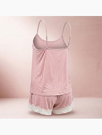Pijama mujer viscosa tirantes cuello de pico encaje tacto suave