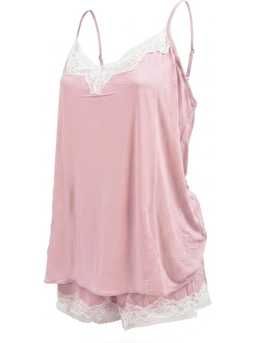 Pijama mujer viscosa tirantes cuello de pico encaje tacto suave - Kiabi Pijama mujer viscosa tirantes cuello de pico encaje tacto suave - Kiabi