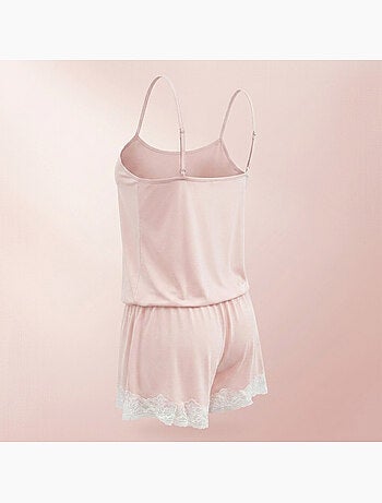 Pijama mujer viscosa tirantes cuello de pico encaje tacto suave