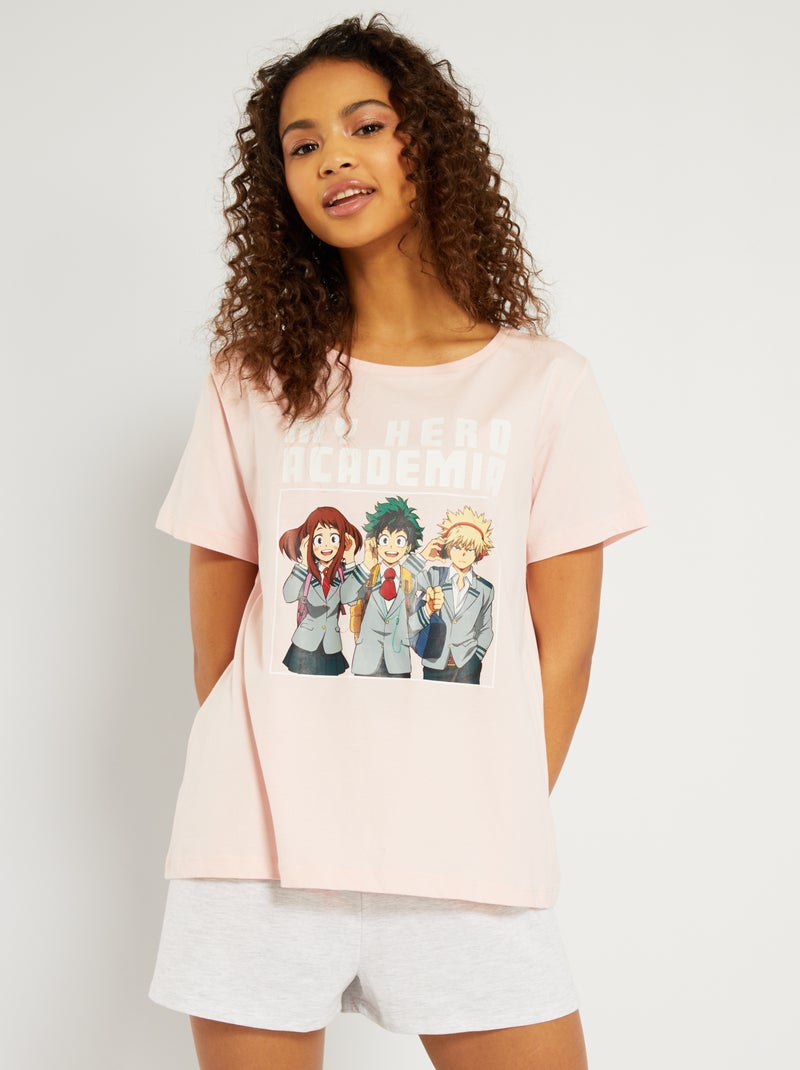Pijama 'My Hero Academia' - 2 piezas rosa/gris - Kiabi