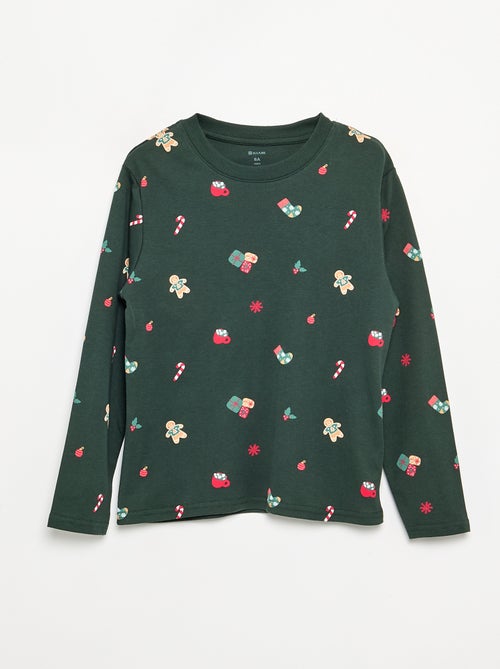 Pijama 'Navidad' 2 piezas - Camiseta de manga larga + pantalón - Kiabi