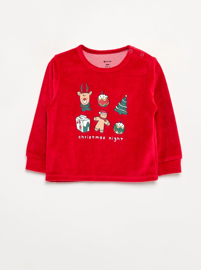 Pijama 'Navidad' de 2 piezas - Sudadera + pantalón Rojo - Kiabi