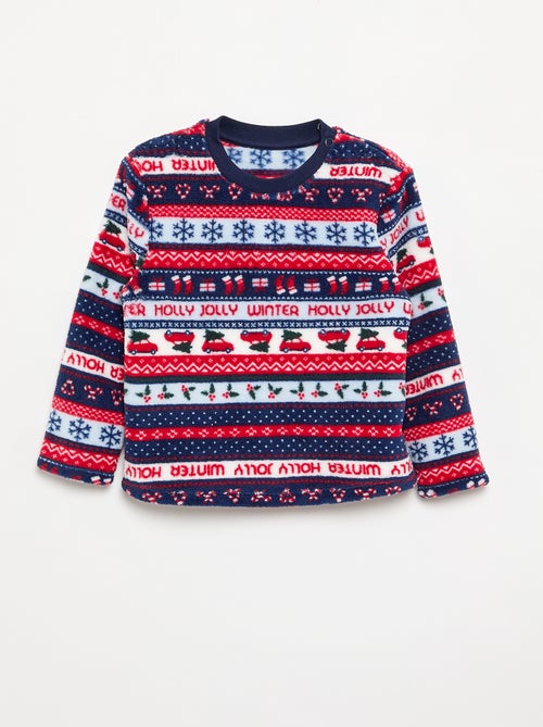 Pijama "Navidad" de tejido polar de jacquard de 2 piezas - Sudadera + pantalón - Kiabi