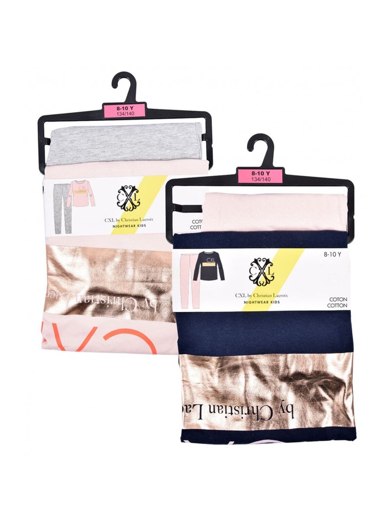 Pijama Niña CXL BY LACROIX - Pack de 2 Azul Rosa Gris - Kiabi