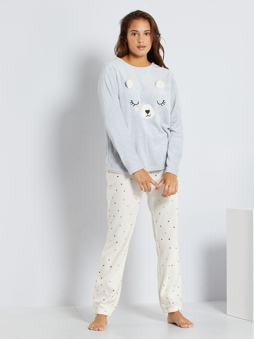Pijama 'oso' de punto de felpa BLANCO - Kiabi