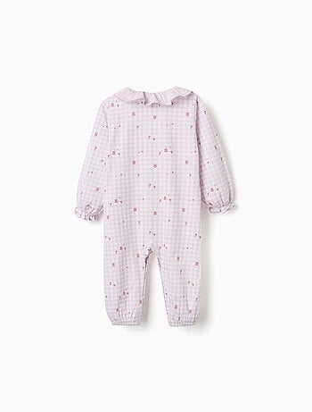 Pijama pelele de algodón con estampado a cuadros Vichy