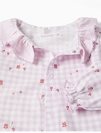 Pijama pelele de algodón con estampado a cuadros Vichy