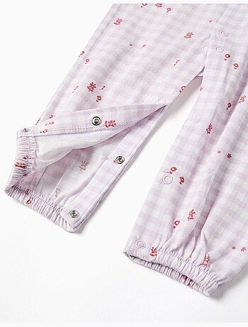 Pijama pelele de algodón con estampado a cuadros Vichy