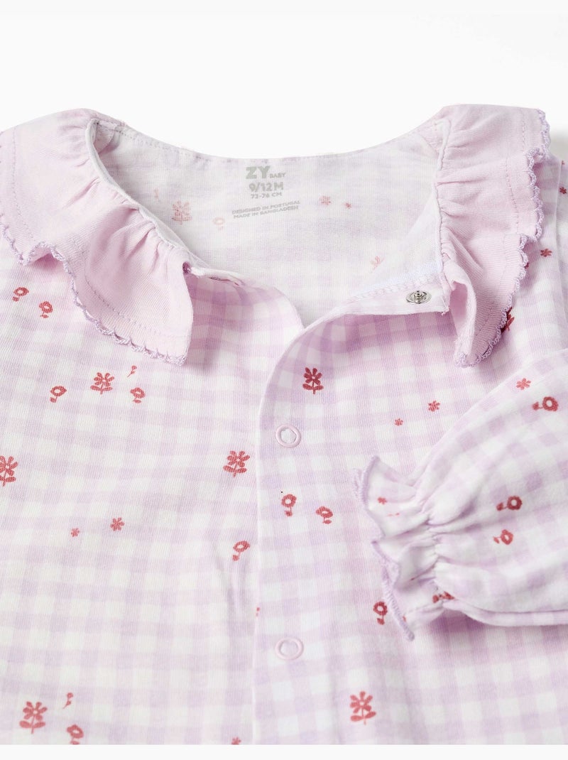 Pijama pelele de algodón con estampado a cuadros Vichy Rosa claro - Kiabi