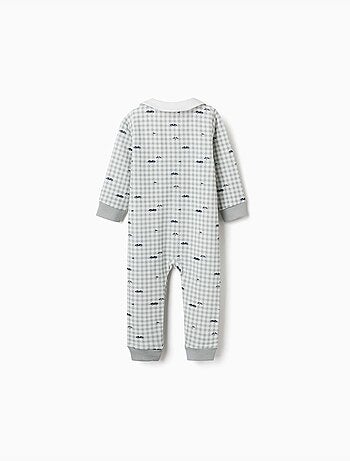 Pijama pelele de algodón con estampado a cuadros vichy