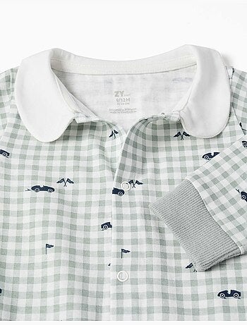 Pijama pelele de algodón con estampado a cuadros vichy