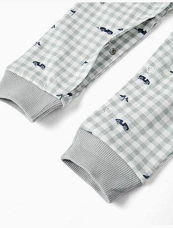 Pijama pelele de algodón con estampado a cuadros vichy