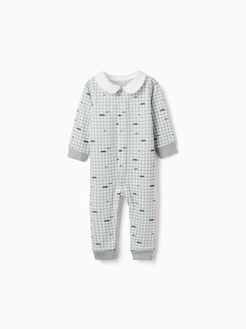 Pijama pelele de algodón con estampado a cuadros vichy - Kiabi Pijama pelele de algodón con estampado a cuadros vichy - Kiabi