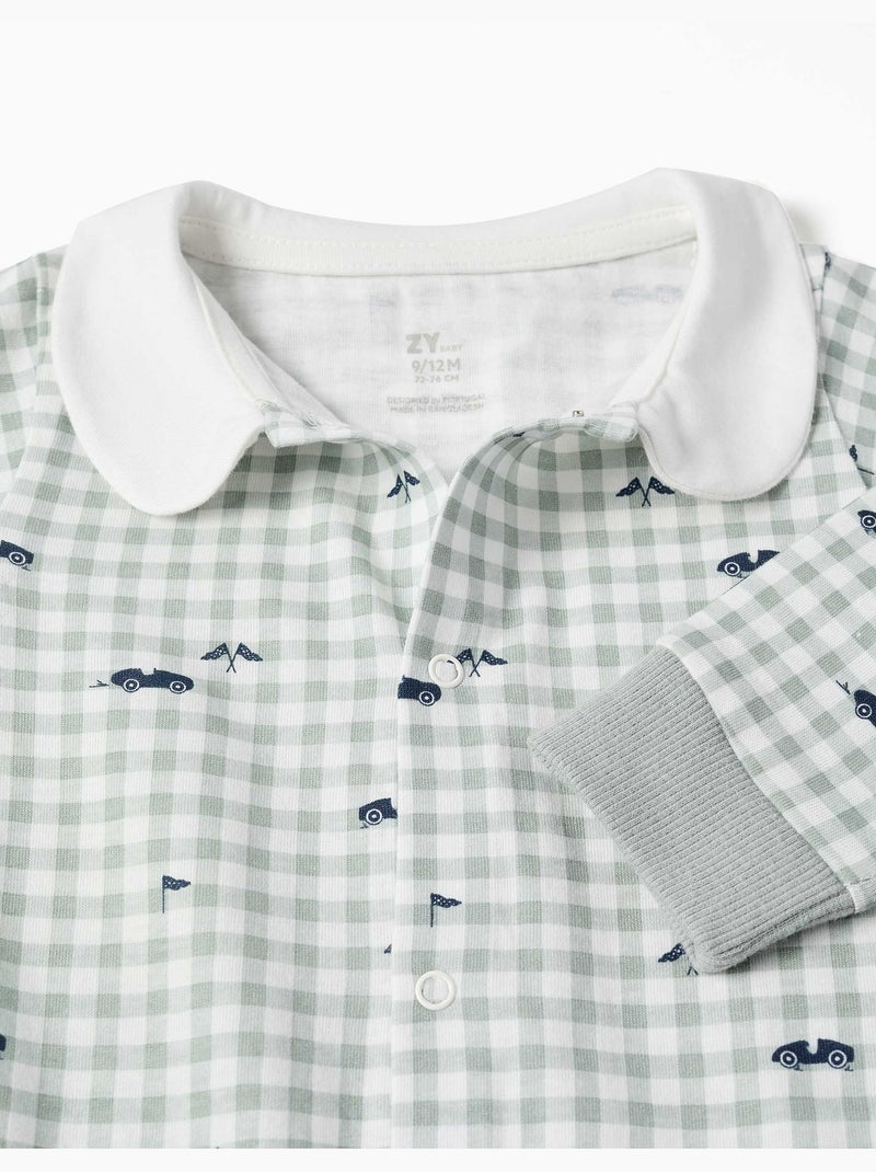 Pijama pelele de algodón con estampado a cuadros vichy Verde claro - Kiabi