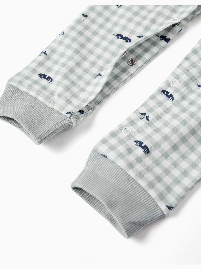 Pijama pelele de algodón con estampado a cuadros vichy Verde claro - Kiabi