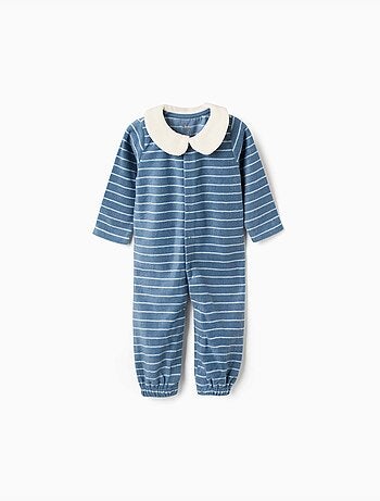 Pijama pelele de felpa polar a rayas
