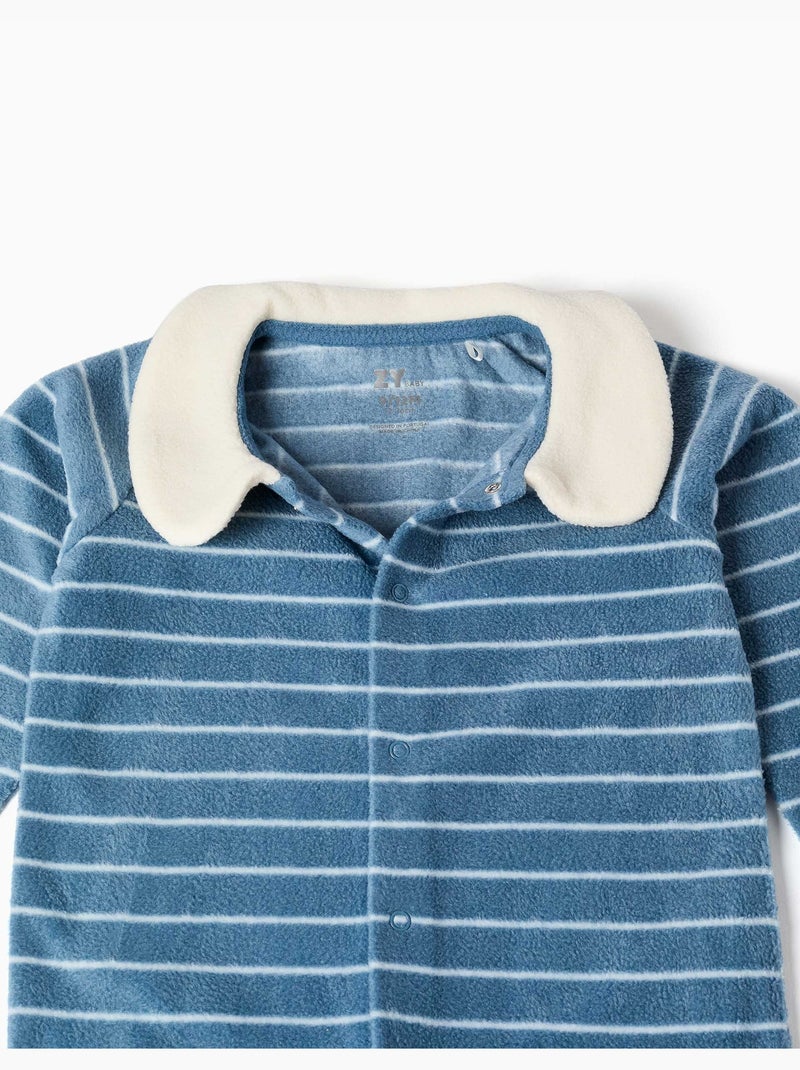 Pijama pelele de felpa polar a rayas Azul Azul - Kiabi