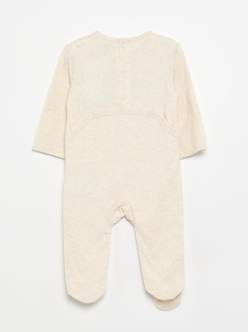 Pijama pelele de punto de algodón Beige - Kiabi