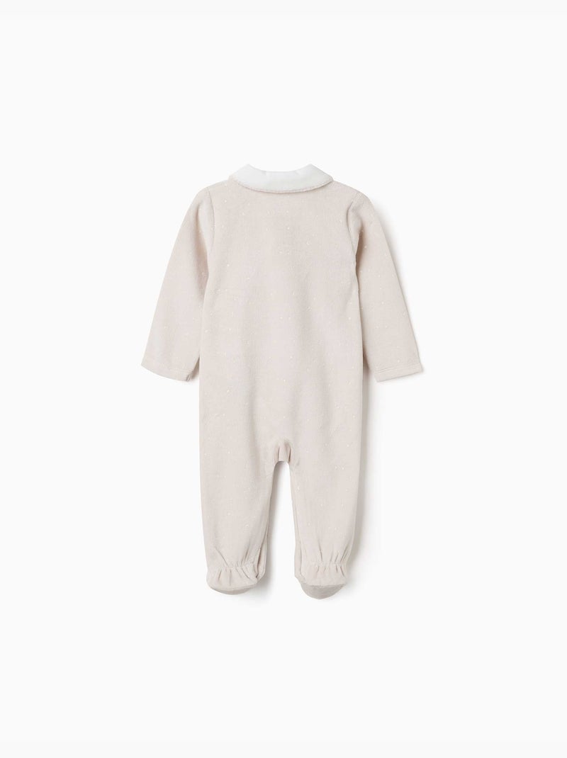 Pijama pelele de terciopelo con estampado de estrellas y lunas Gris claro - Kiabi