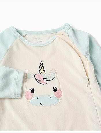 Pijama pelele de terciopelo con unicornio