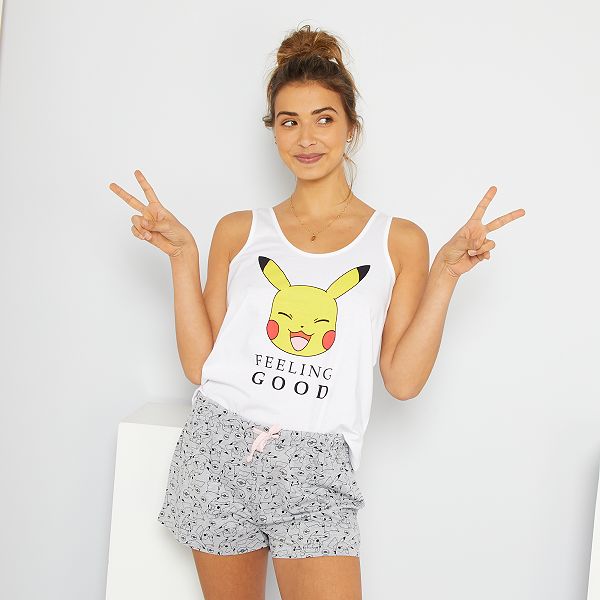 Pijama Pokemon Mujer Talla 34 A 48 Blanco Gris Kiabi 17 00