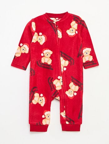 Pijama polar navideño con estampado integral, para un sueño cálido