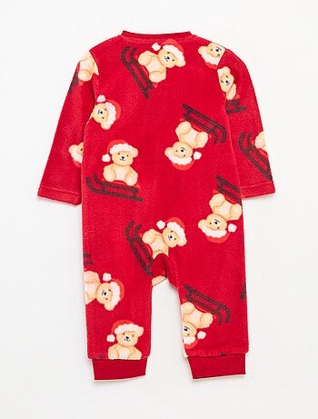 Pijama polar navideño con estampado integral, para un sueño cálido