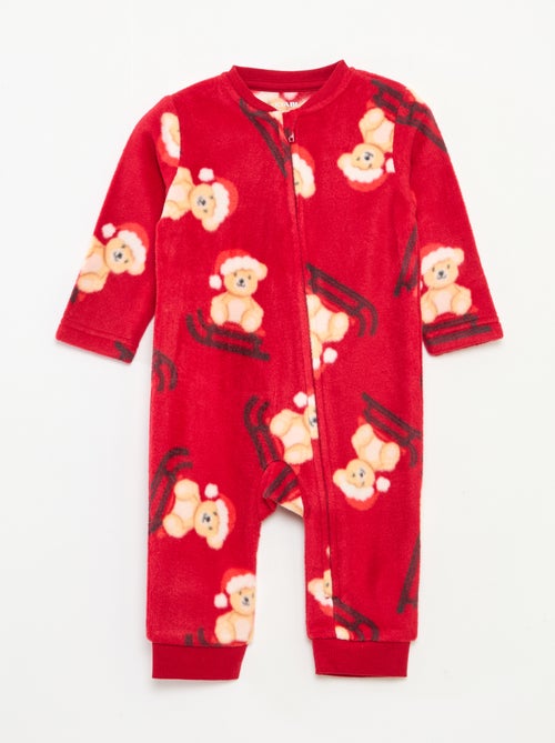 Pijama polar cálido estampado navideño - Kiabi