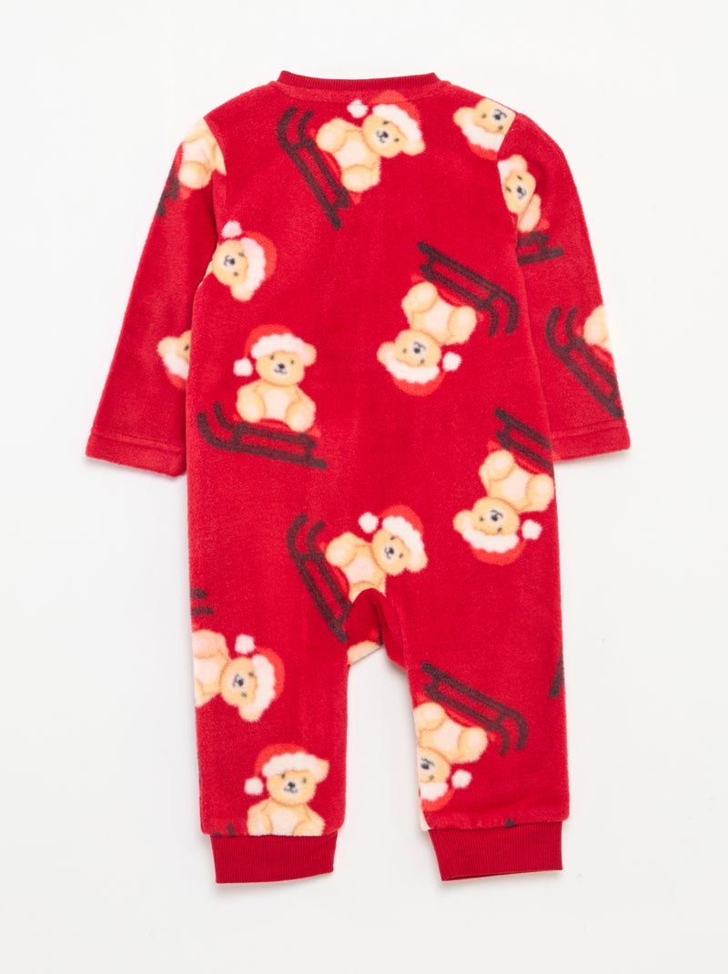 Pijama polar cálido estampado navideño Rojo - Kiabi