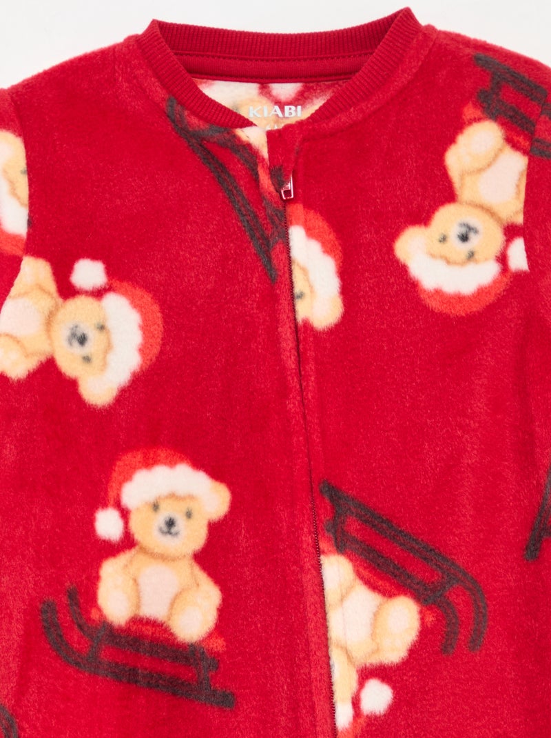 Pijama polar cálido estampado navideño Rojo - Kiabi