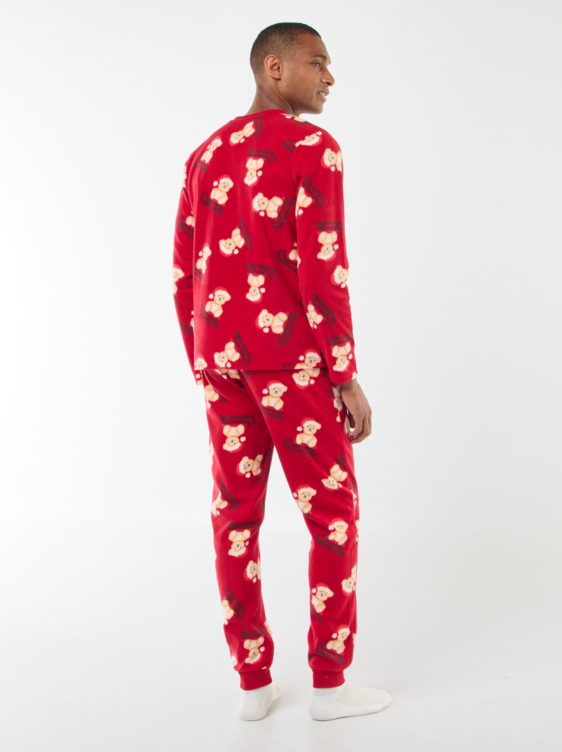Pijama polar con motivo 'Navidad' camiseta + pantalón - 2 piezas Rojo - Kiabi