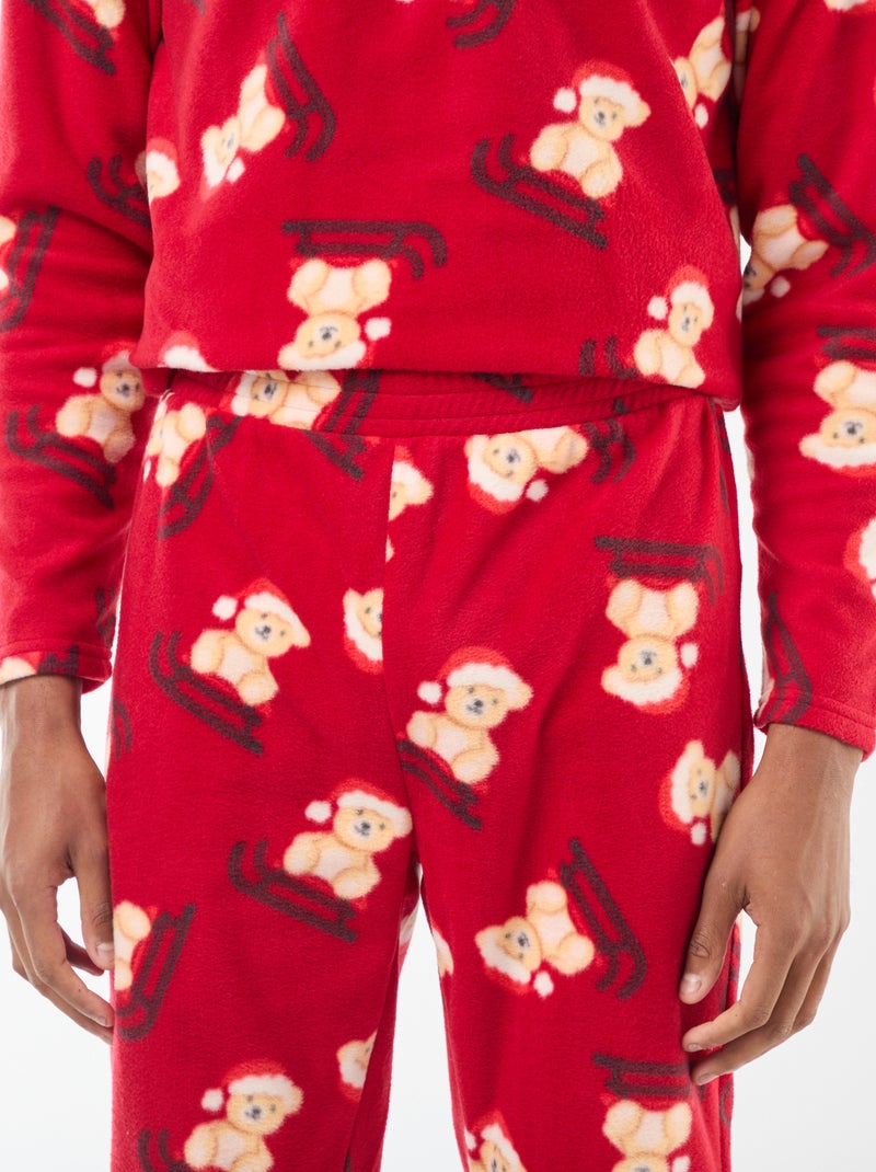 Pijama polar con motivo 'Navidad' camiseta + pantalón - 2 piezas Rojo - Kiabi
