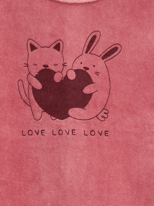 Pijama polar con pies y diseño frontal - Kiabi