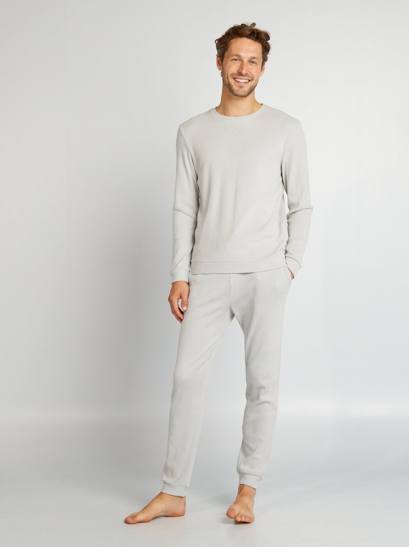 Pijama polar largo - 2 piezas GRIS - Kiabi