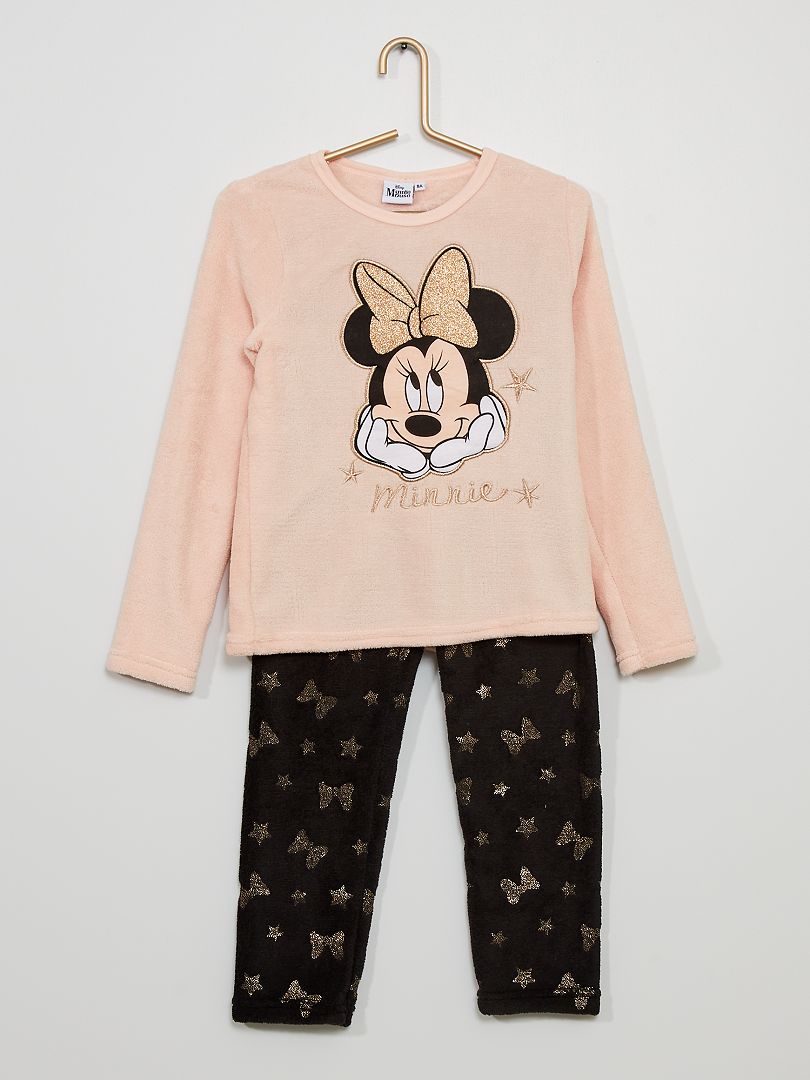 Pijama polar largo 'Minnie' rosa/negro - Kiabi