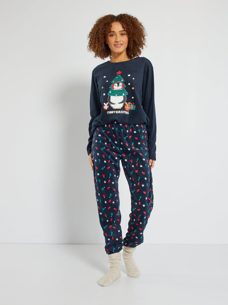Pijama polar 'Navidad' - 2 piezas AZUL - Kiabi