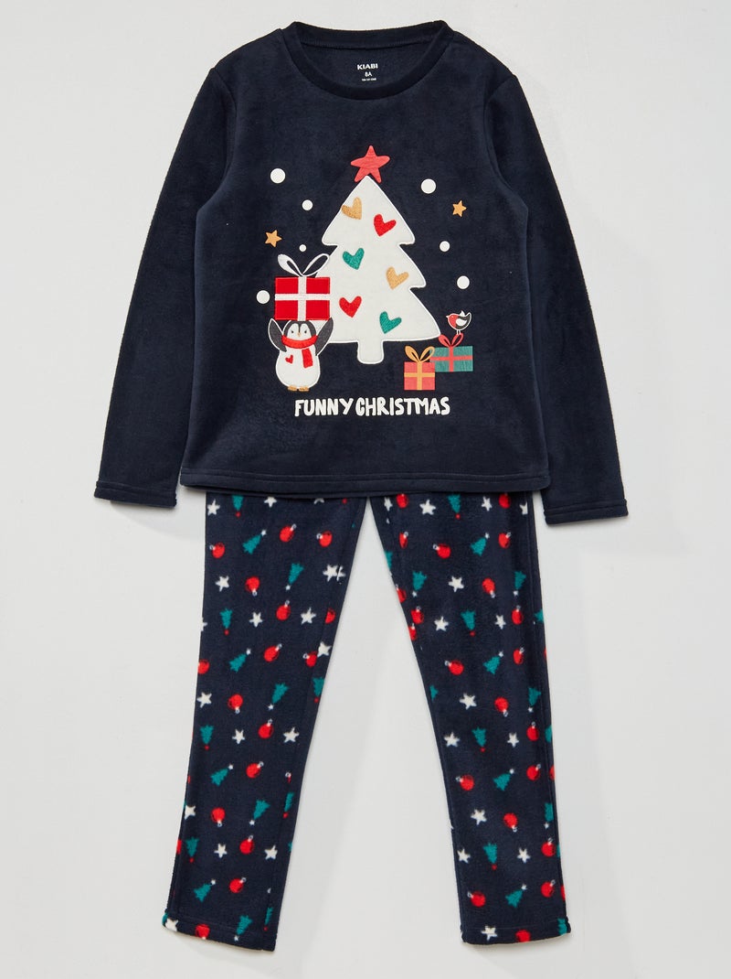 Pijama polar navideño AZUL - Kiabi