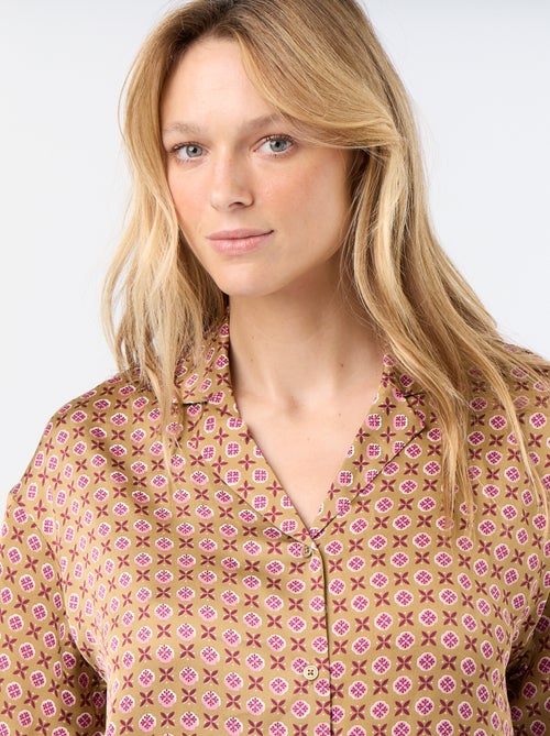 Pijama satinado estampado - Kiabi