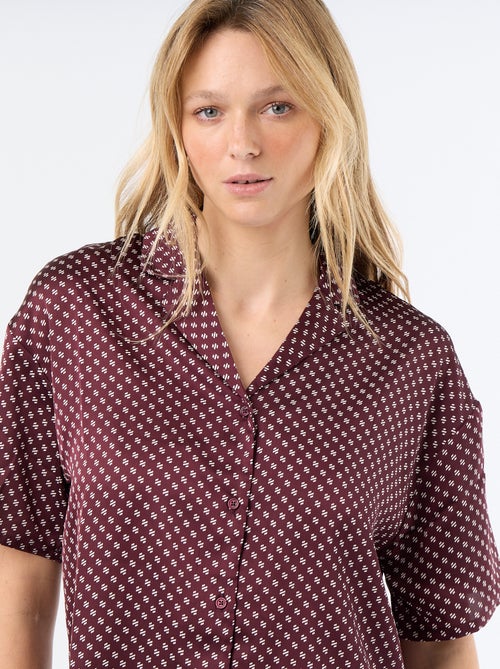 Pijama satinado estampado - Kiabi