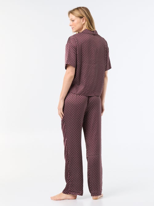 Pijama satinado estampado - Kiabi