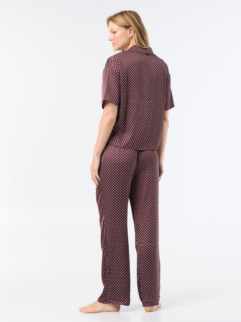 Pijama satinado estampado Rojo - Kiabi