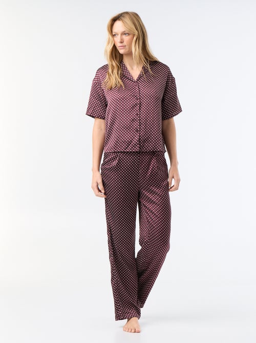 Pijama satinado estampado - Kiabi