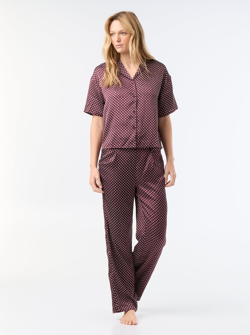 Pijama satinado estampado Rojo - Kiabi